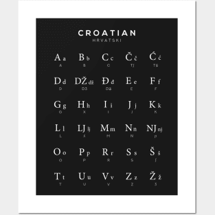 Croatian Alphabet Chart, Croatia Language Chart, Black Posters and Art